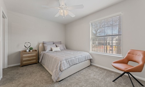 Cozy bedroom with room to unwind after a long day