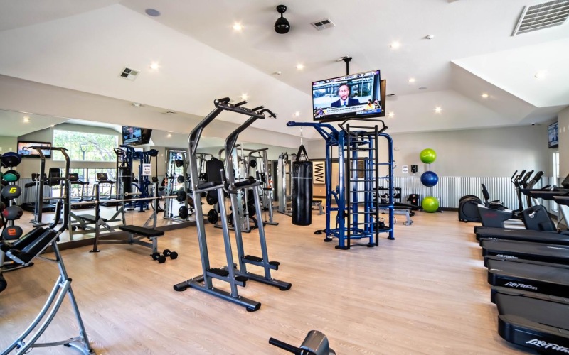 a gym with exercise equipment